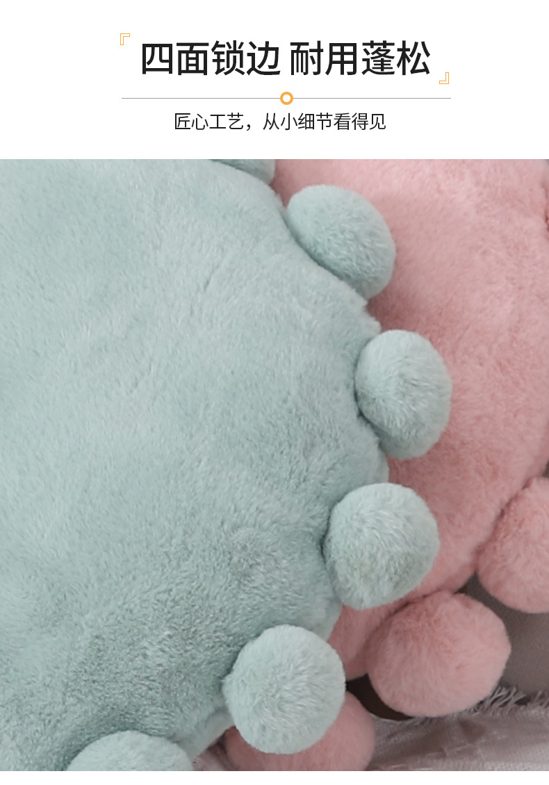 新款仿兔毛流苏抱枕ins靠枕法式奶油风手工缝制坐垫圆形球球靠垫详情6