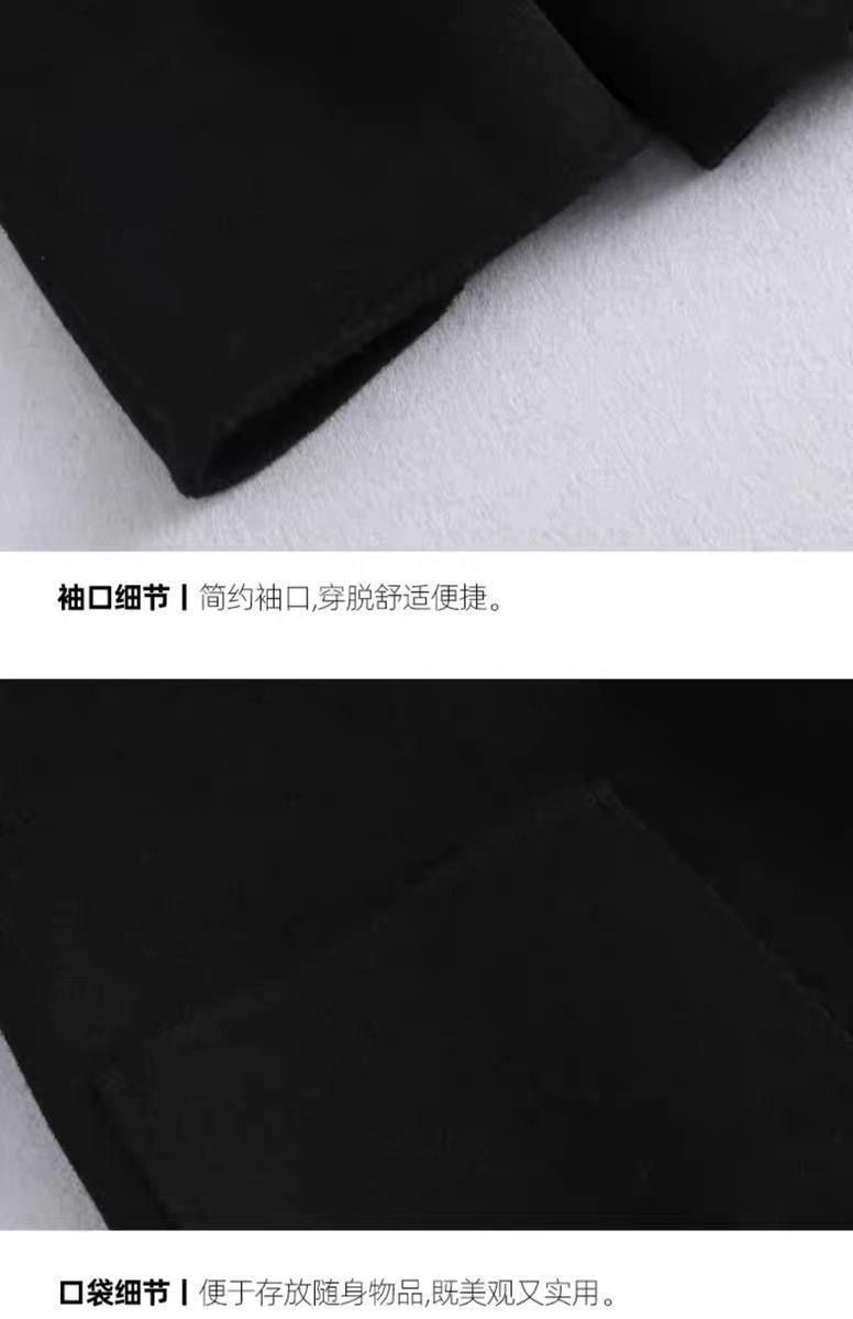 新中式黑色双面毛呢大衣女高气质牛角扣呢子外套2025秋冬新款上衣详情7