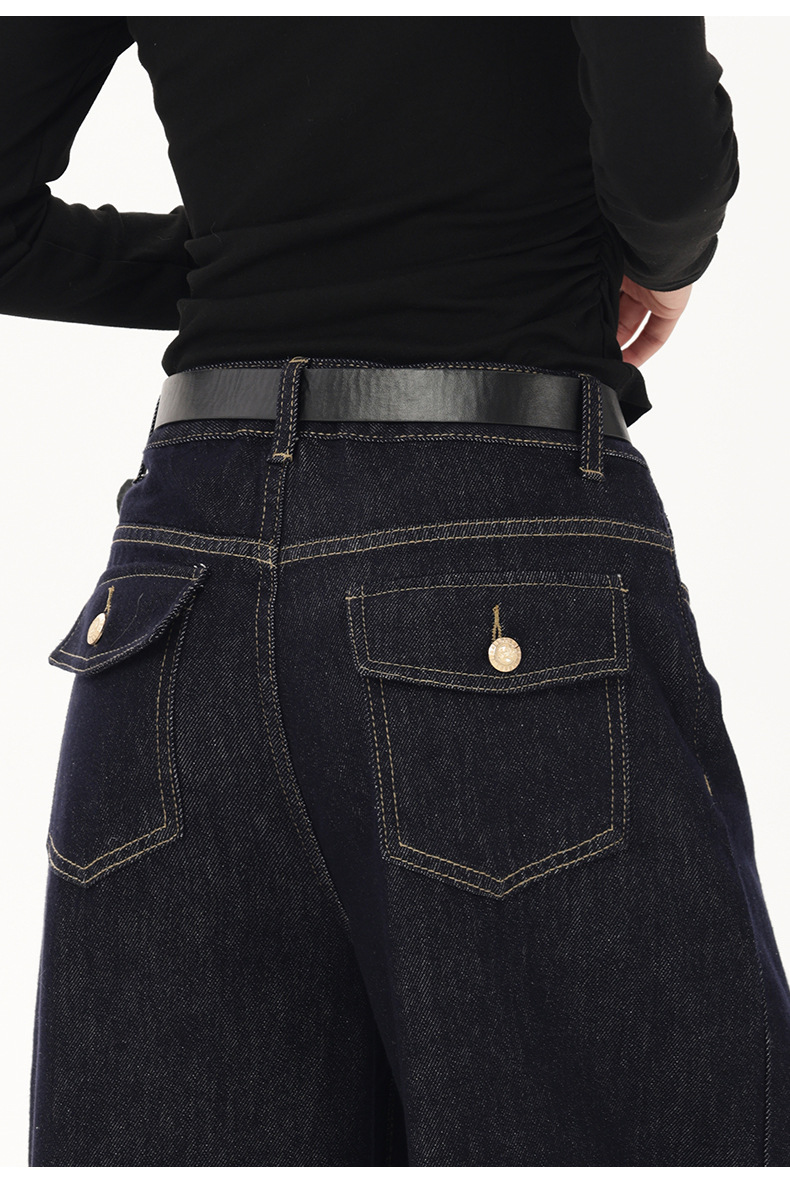 Low-waisted wide-leg natural-color jeans for women 2025 autumn/winter new style American retro drape and laid-back straight-leg casual trousers pic 17