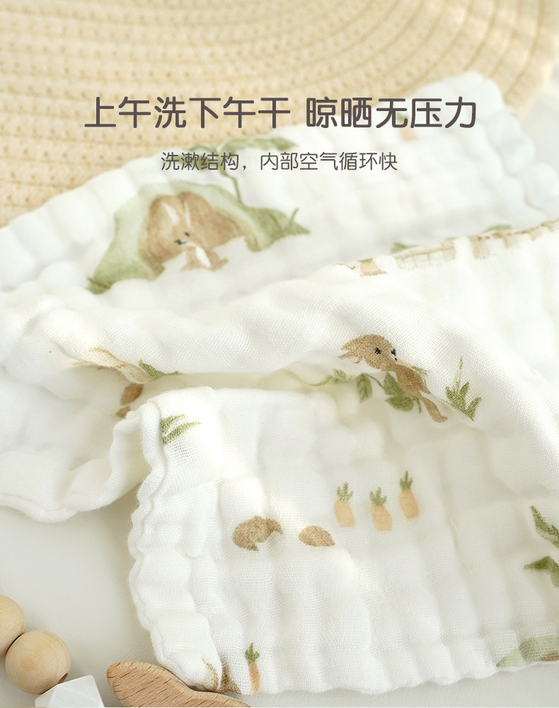 六层泡泡纱新生儿纱布口水巾儿童小毛巾宝宝洗脸巾洗手帕婴儿方巾详情21