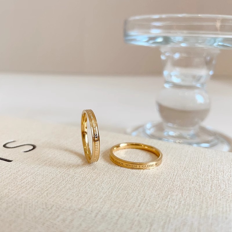 Simple English letter ring, fashionable and light luxury titanium steel index finger ring, non-fading ring, high-end and cold style pic 4