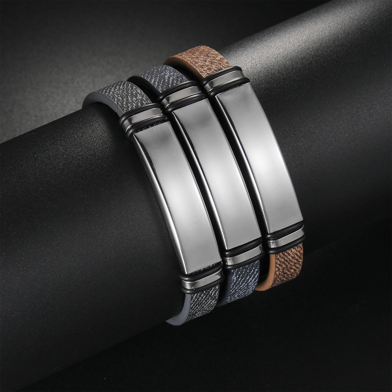 A variety of fashionable, simple and personalized stainless steel bracelets for men from Europe and America, with multiple combinations of jewelry bracelets pic 4