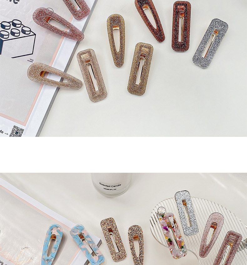 European and American cross-border acetic acid hair clips, teardrop square clips, high-end feel, side clips for bangs, cute girl duckbeak hair clips pic 12