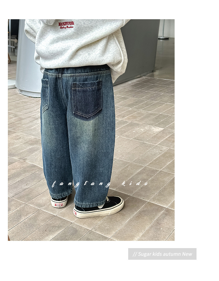 儿童加厚裤子男童加绒牛仔裤冬季新款小男孩保暖休闲长裤冬装批发详情10
