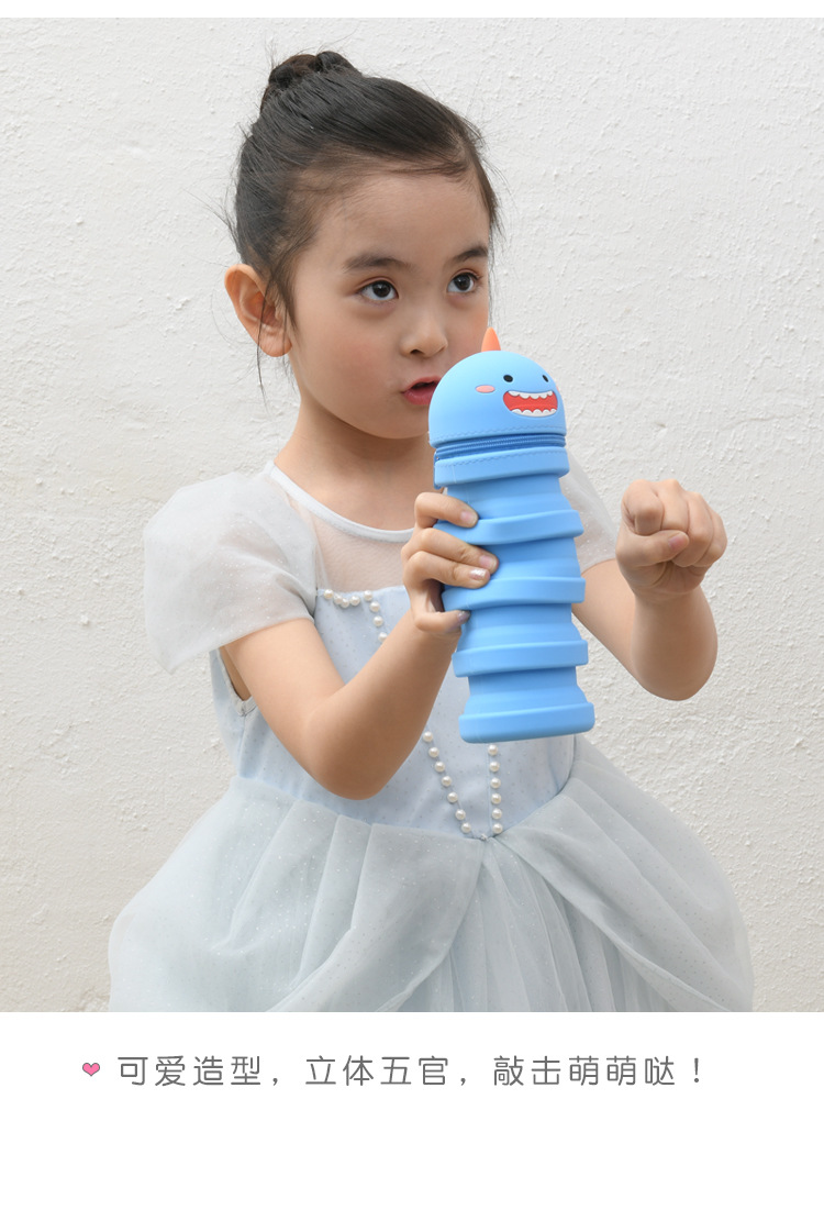 European and American silicone pen case, extendable pen holder with zipper, large-capacity learning supplies and stationery storage box, silicone products pic 3