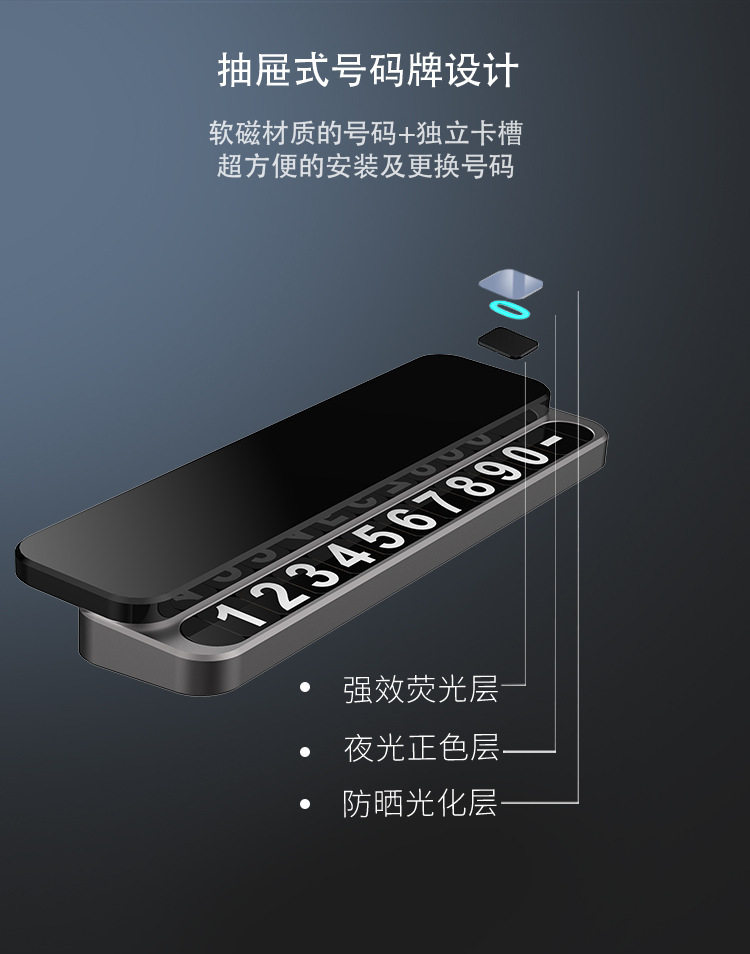 高档礼品汽车临时停车用号码牌挪车电话牌车载摆件停车牌金属定制详情12