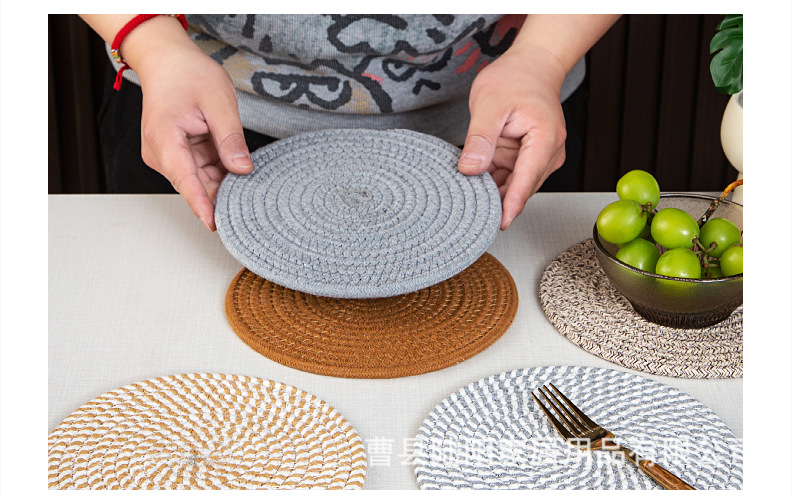 圆形棉绳编织餐垫防烫餐垫隔热垫锅垫日式简约风餐桌装饰餐垫批发详情17