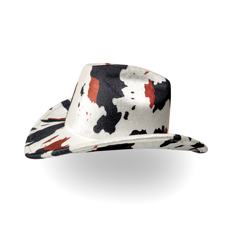 英伦风西部牛仔复古奶牛纹大檐毛呢爵士帽子遮阳显脸小巴拿马礼帽详情2