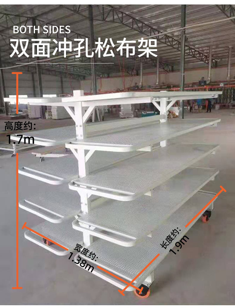Single and double-sided grid loose fabric racks for garment factories, double-sided five-layer perforated iron plate tool carts, logistics wheeled turnover carts at discounted prices pic 6