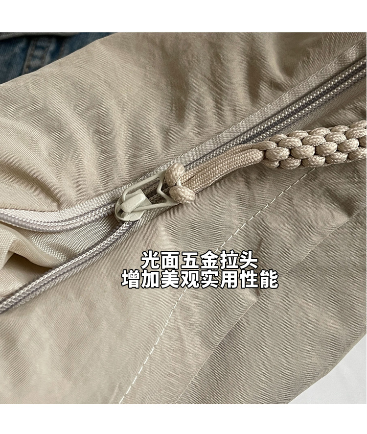 日系简约女士斜挎包大容量纯色百搭饺子包轻便通勤学生上课单肩包详情7