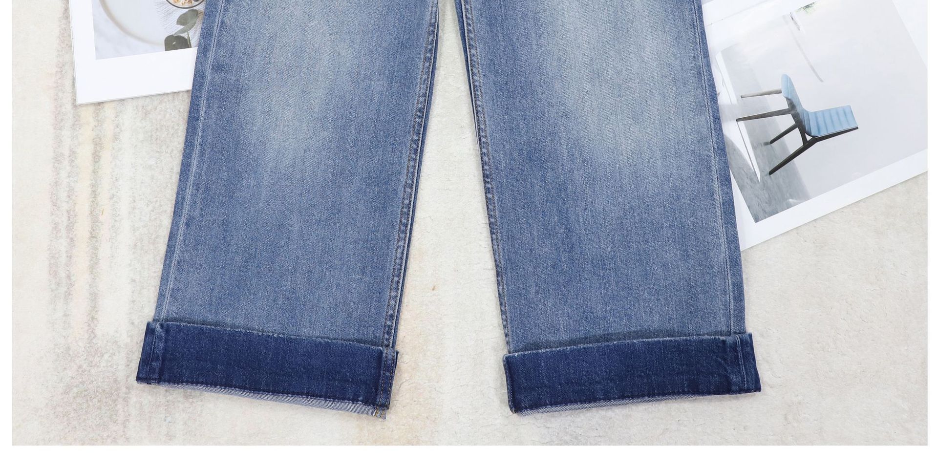 C brand straight-leg jeans for women, blue, versatile, fitted, high-waisted, flared nine-inch trousers for women 2026 early Spring pic 10