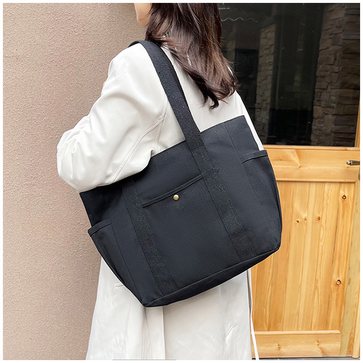 大容量托特帆布包上班外出高颜值通勤百搭文艺学生装书单肩布袋包详情19
