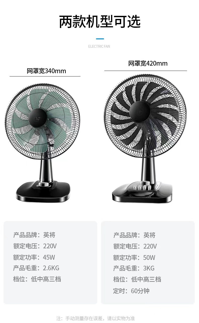 电风扇台式家用大风力静音学生宿舍16寸大台扇桌面摇头小型落地扇详情15