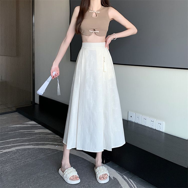 New Chinese-style jacquard skirt 2024, improved horse face skirt, high-waisted, slimming and elegant, pleated A-line skirt, Chinese trend pic 7