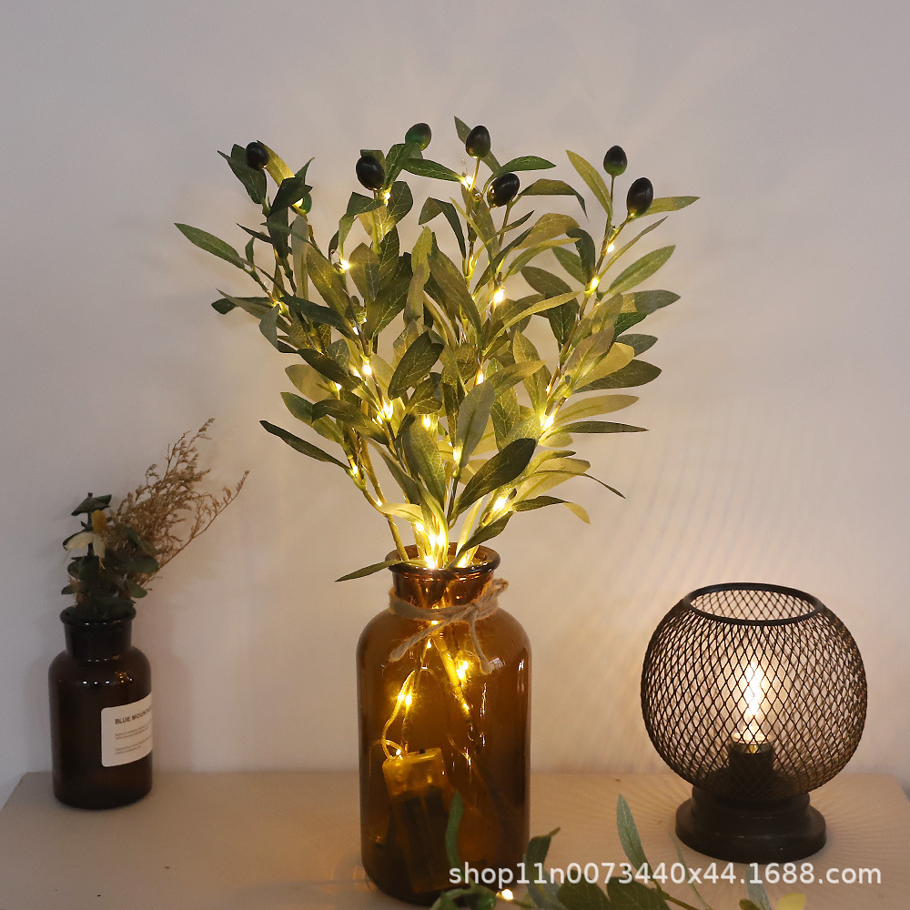 ins风热卖仿真橄榄叶   酒店婚庆家居装饰仿真植物叶子绿色橄榄叶详情1