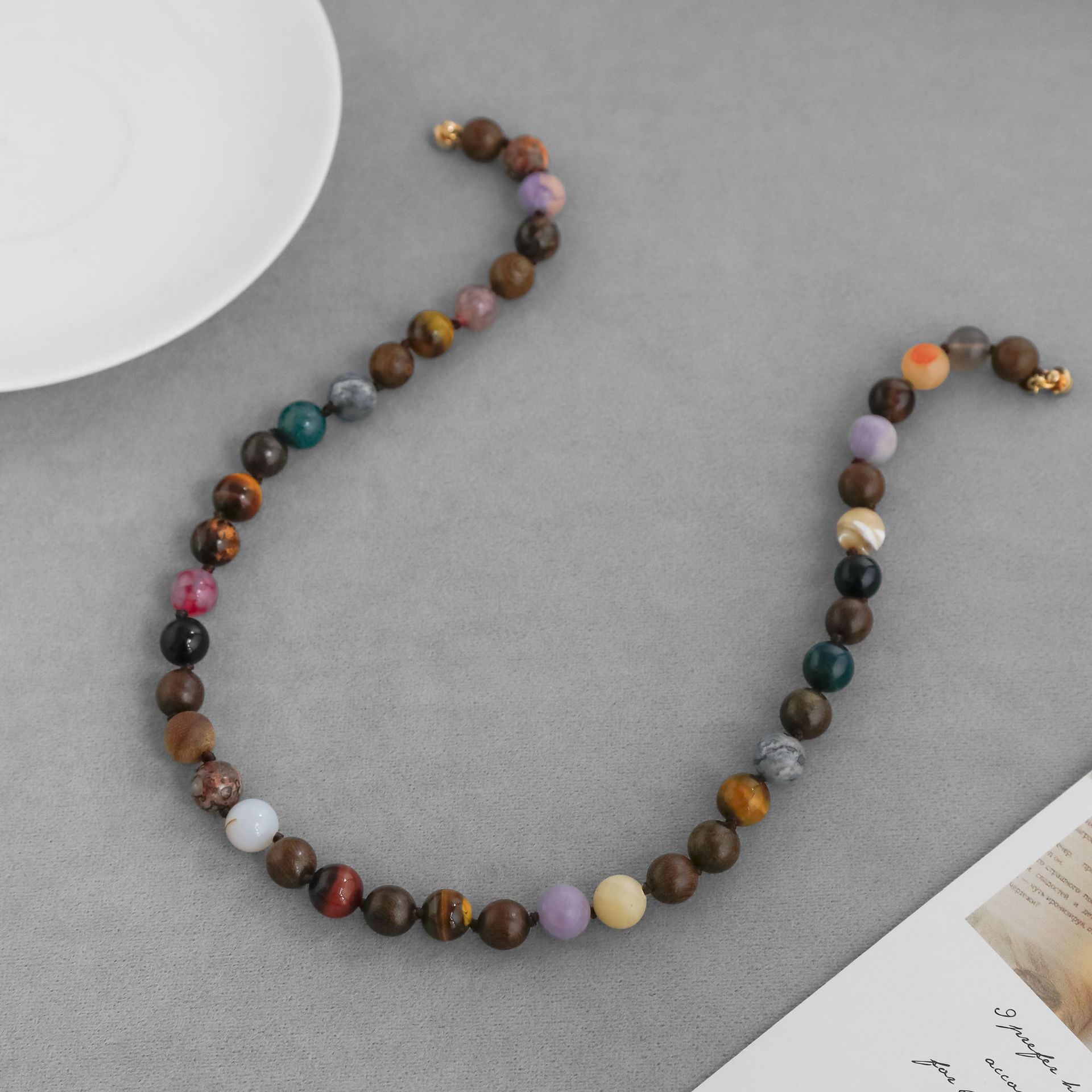 ZIXIU*家沉香木串珠项链新中式董洁同款复古天然石玛瑙串珠锁骨链详情8