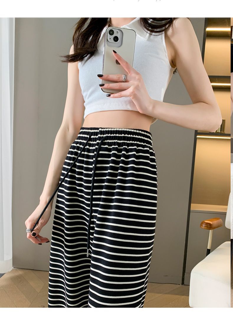 2025新款条纹阔腿裤女慵懒风裤子ins潮百搭女高腰显瘦斑马纹休闲详情20