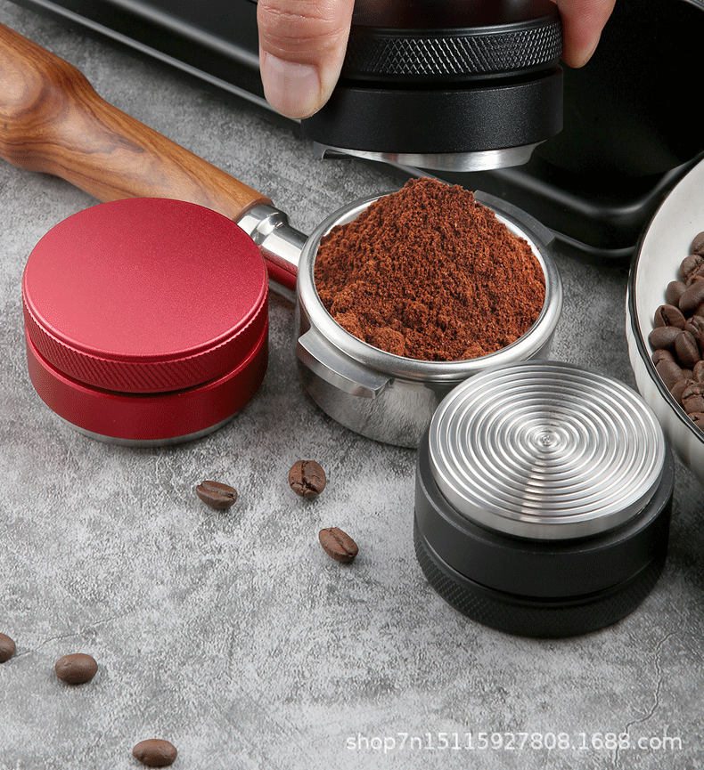 Stainless steel plastic coffee cloth powder maker, flat-bottomed three-paddle threaded powder press, macaron powder hammer, 51/53/58mm pic 5