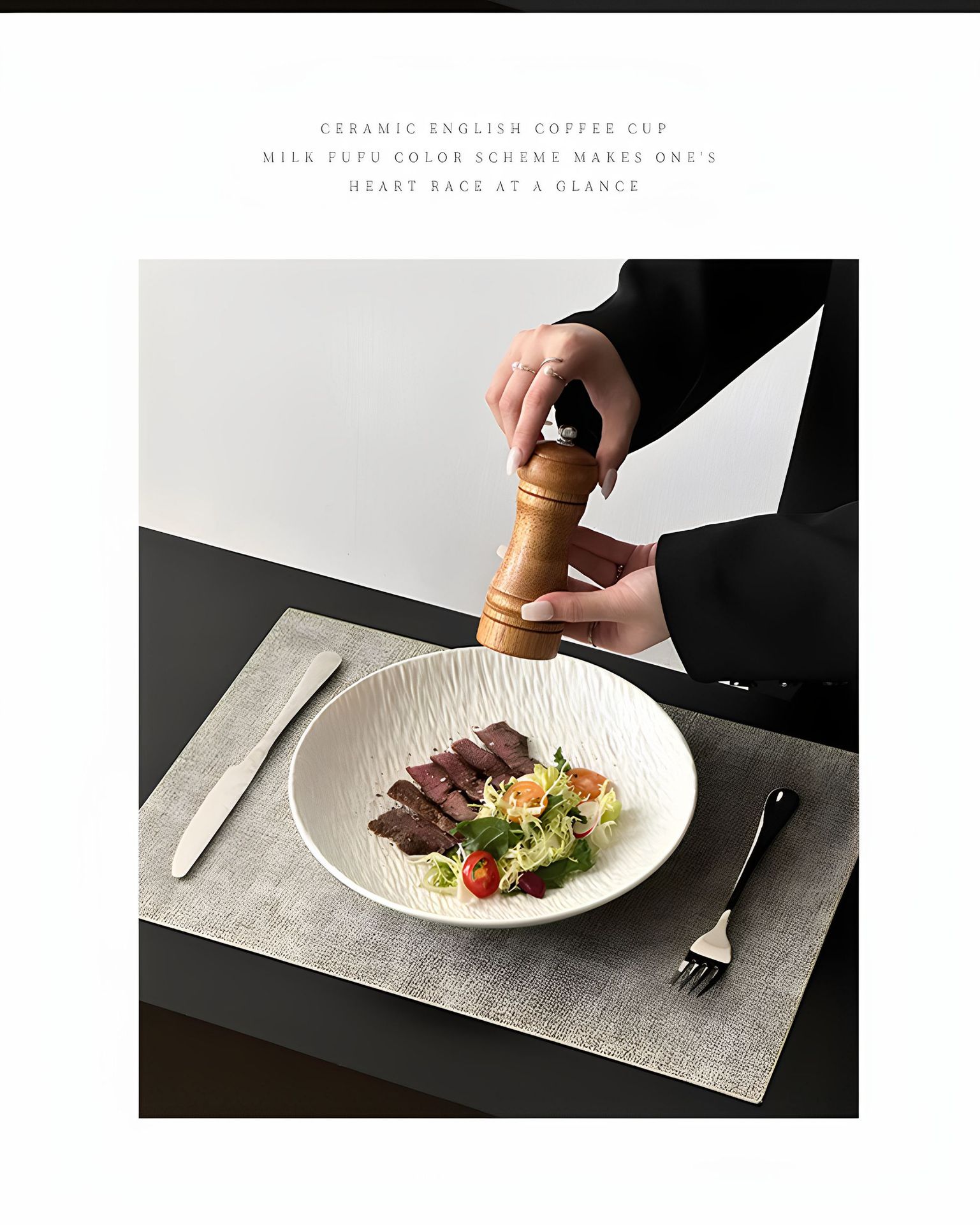 石纹陶瓷深盘轻奢家用牛排盘意面盘高级感西餐盘蔬菜沙拉盘盘子详情7