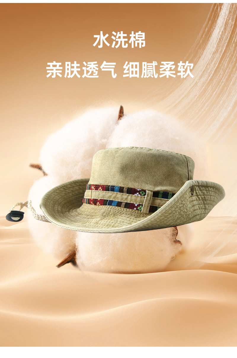 Cross-border export of ethnic-style cowboy hats, outdoor hiking and mountaineering sun protection hats, travel and camping wide-brimmed hats, and fisherman hats pic 3
