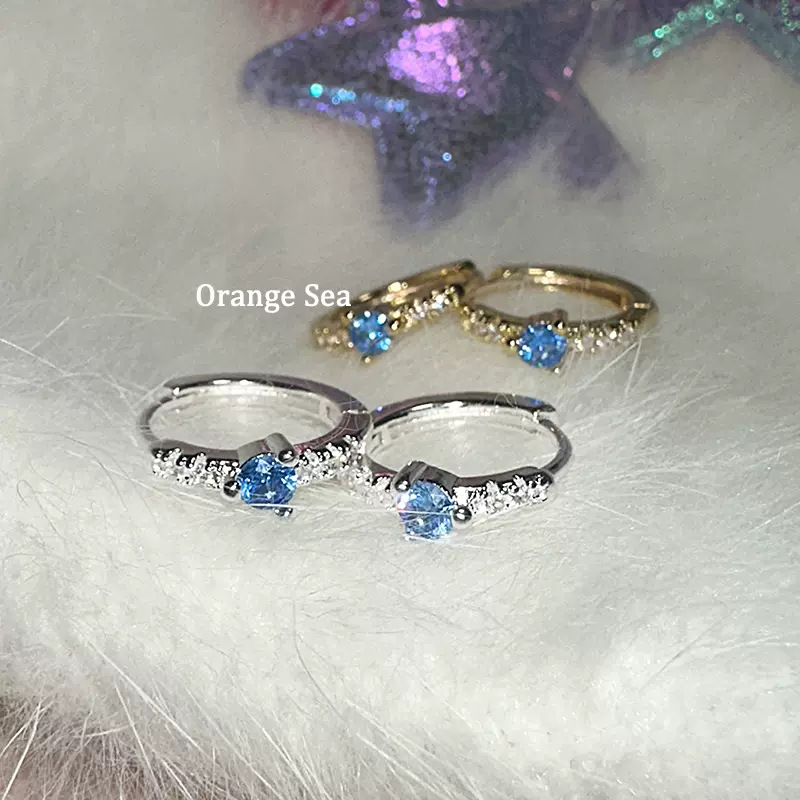 Orange Sea, a cool sea blue color that accentuates a fair complexion, is a versatile, niche, high-end and simple earring for women pic 5