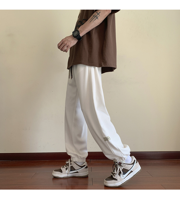 华夫格裤子男士2024秋季潮牌宽松九分束脚卫裤大码青年休闲运动裤详情8