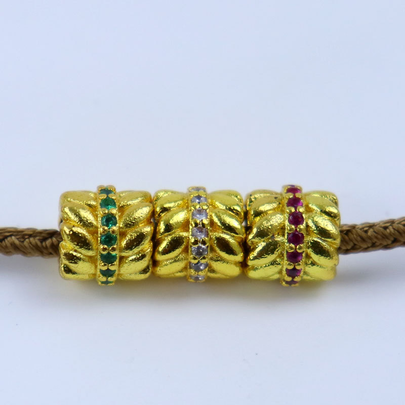 Sand gold preservation color zircon hollowed-out scattered beads accessories bracelet necklace, strainer beads, bucket beads DIY jewelry accessories, gold foil flowers pic 2