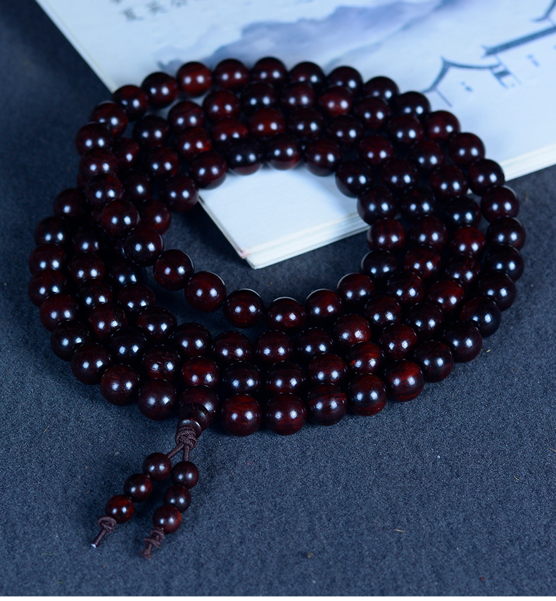 印度小叶紫檀金星手链 108佛珠念珠 檀香紫檀木手串 包浆老料 文玩情侣款 佛珠手链礼品详情5