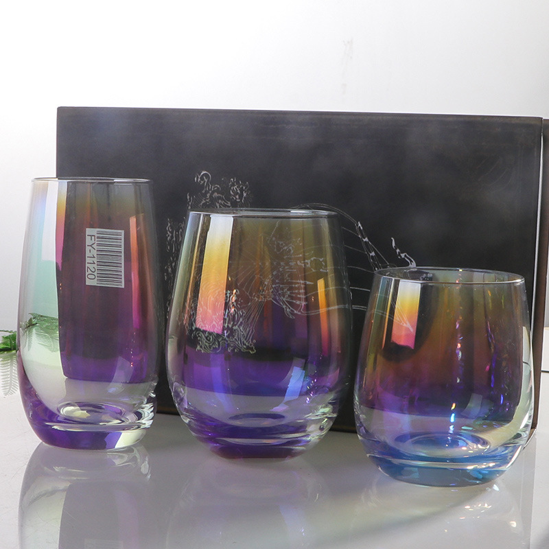 跨境电镀七彩蛋形玻璃杯牛奶果汁杯喝水杯子团队酒店用品水杯Logo详情9