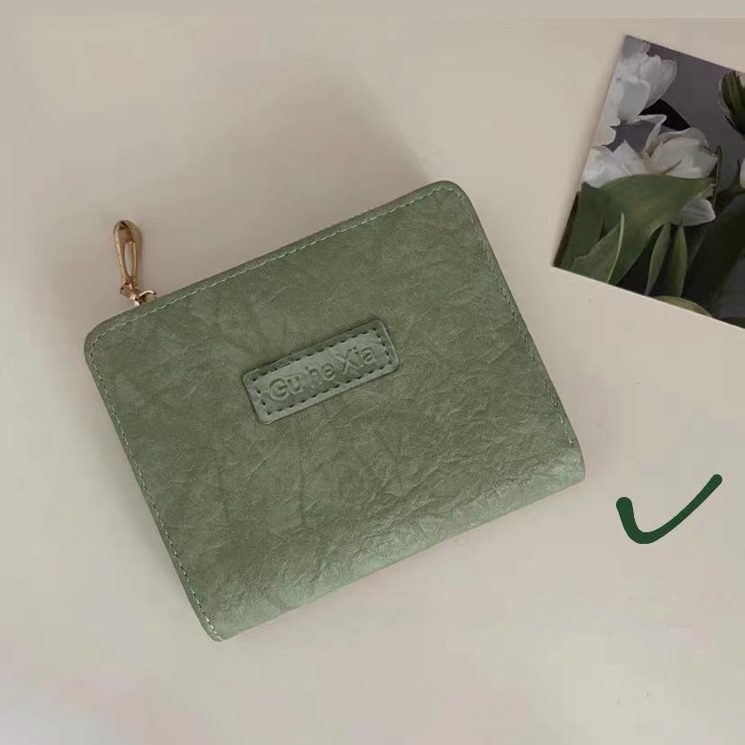 热销复古小钱包女纯色短款学生钱包欧美小清新折叠简约文艺搭扣详情2