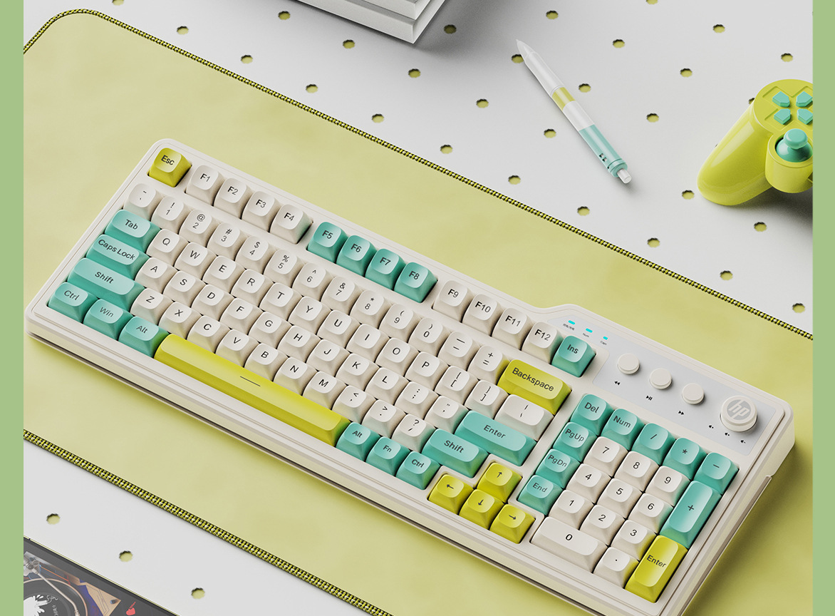 惠普K360有线键盘办公游戏家用99键便携机械手感高颜值拼色 跨境详情28