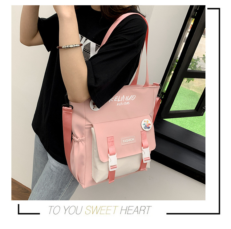 书包女ins森系单肩包学生帆布包清新简约斜挎包大容量装书手提袋详情1