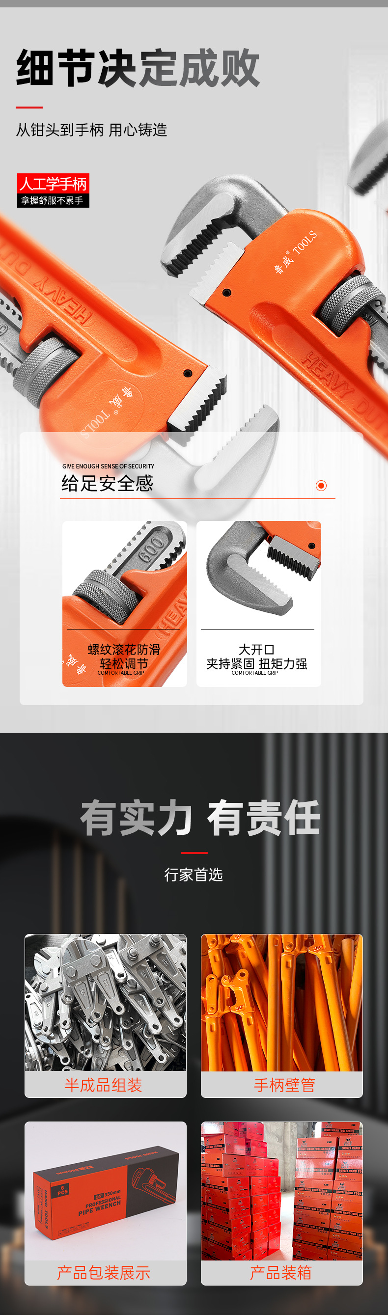 Heavy-duty pipe pliers, labor-saving and quick pipe pliers, universal wrench, water pipe pliers, American plastic-coated pipe pliers, household small pipe pliers pic 6