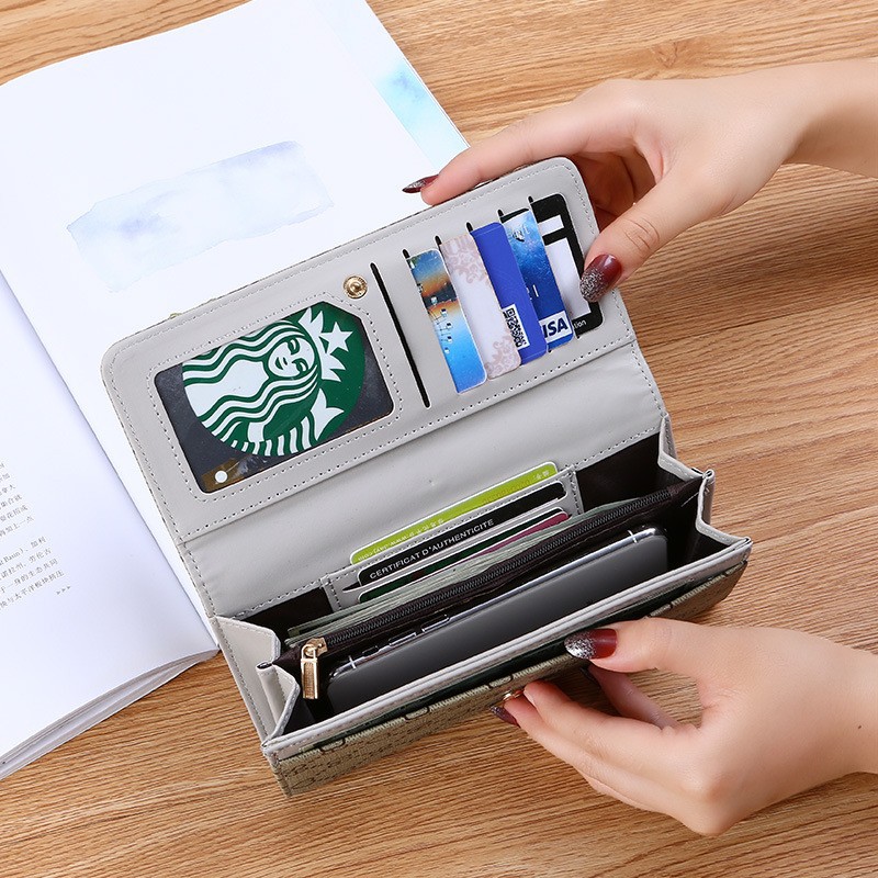 长款钱包女士2023新款时尚简约折叠多功能手拿皮夹卡包二合一爆款详情5