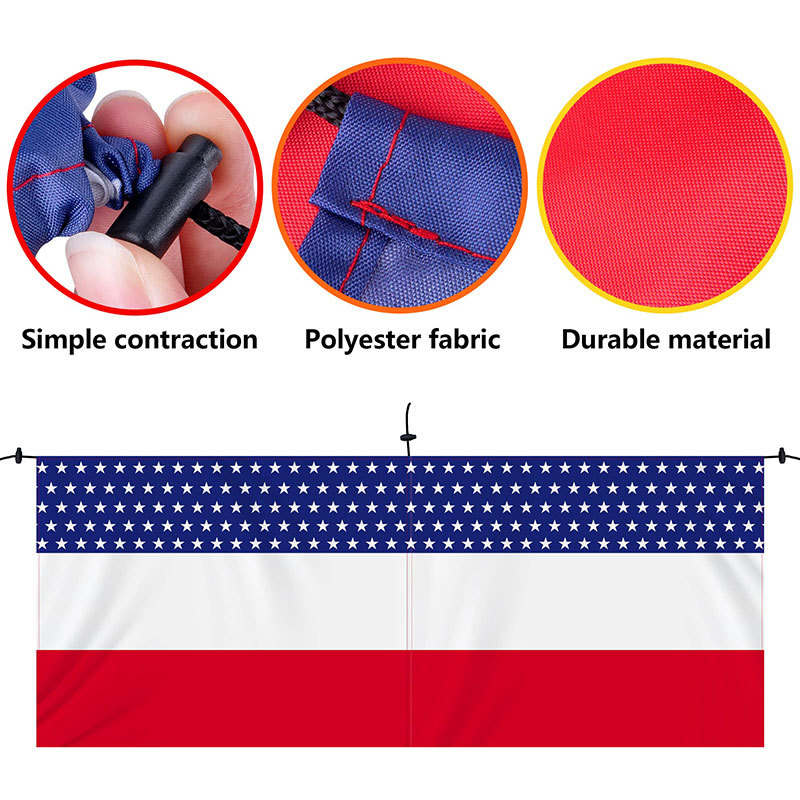 Cross-border Independence Day fan-shaped flag long banner, polyester 77*270cm courtyard guardrail decoration National Day flag wholesale pic 6
