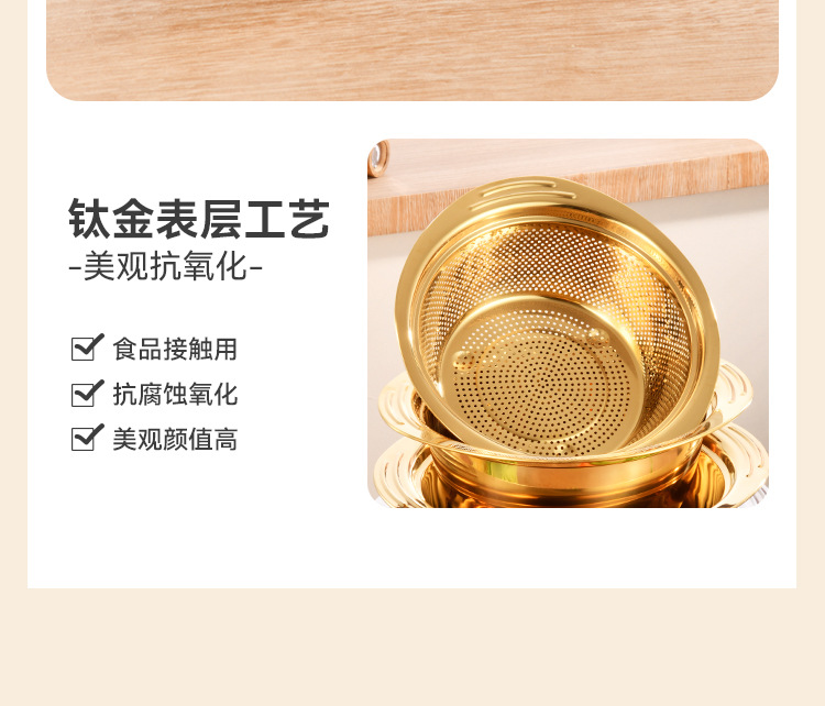 乐氏不锈钢盆筛超洁1 2洗米筛多功能沥水盆筛商用菜篮沥水篮新款详情6