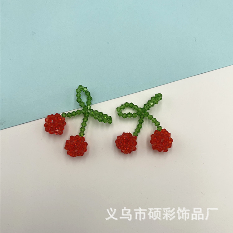 Factory stock of hand-woven beaded crystal cherry fashion accessories, necklaces, earrings, pendants, DIY handicrafts pic 6