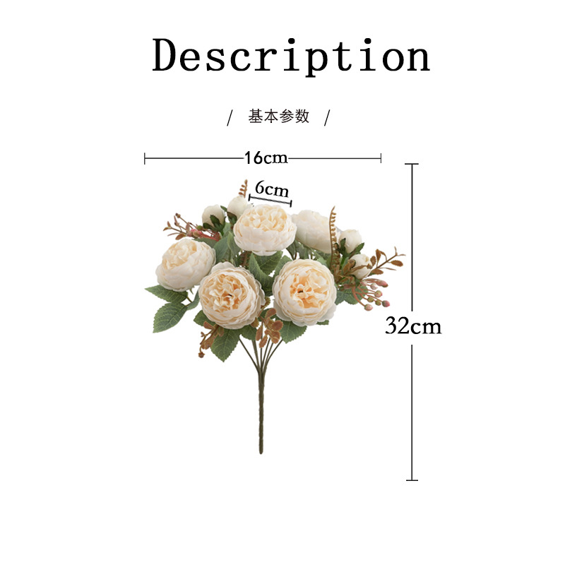 仿真花假花束 7叉欧式洋牡丹 家居婚庆装饰花瓶插花绢花玫瑰芍药详情1