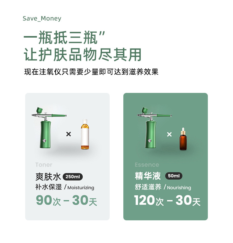 The essence of the cross-border oxygen injection hospital high-pressure nano hydrating light steam face instrument is introduced into the handheld home spray beauty device pic 17