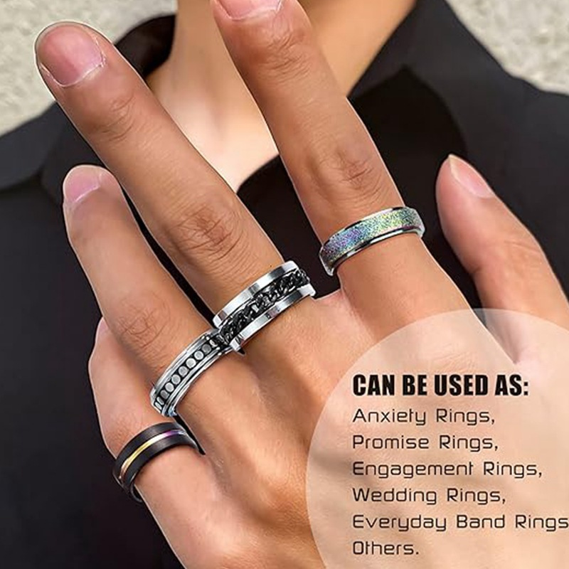 亚马逊钛钢男女时尚16件套装戒指解压缓解焦虑不锈钢套装饰品详情6