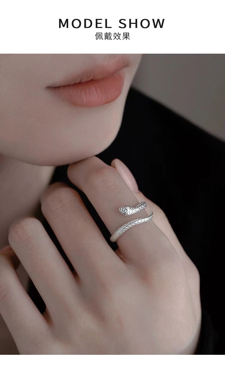 925银针精致小灵蛇戒指女指环个性指尖配饰尾戒小众设计夏详情5