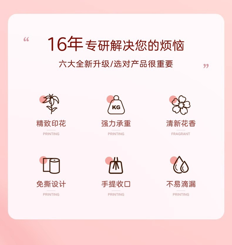 免撕抽绳垃圾袋家用特厚手提式百合香氛除异味厨房专用塑料垃圾袋详情9