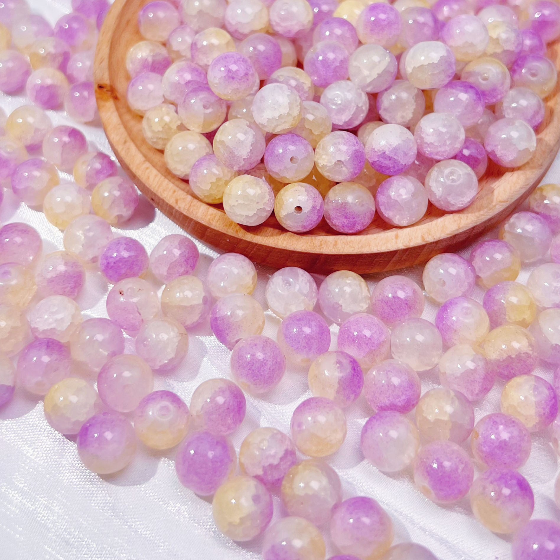 10mm flower-patterned glass bead bracelet, diy accessories, string-beads, loose beads, bracelet, necklace material beads, 2025 new pic 12