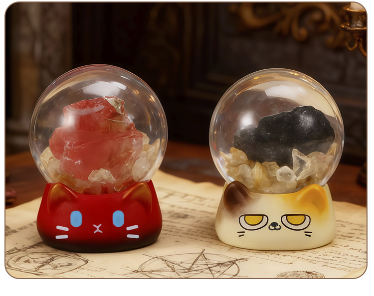 Cute cartoon cat Jingjing Crystal Blind box, creative crystal ball design, desktop decoration gift, gift decoration blind box pic 12