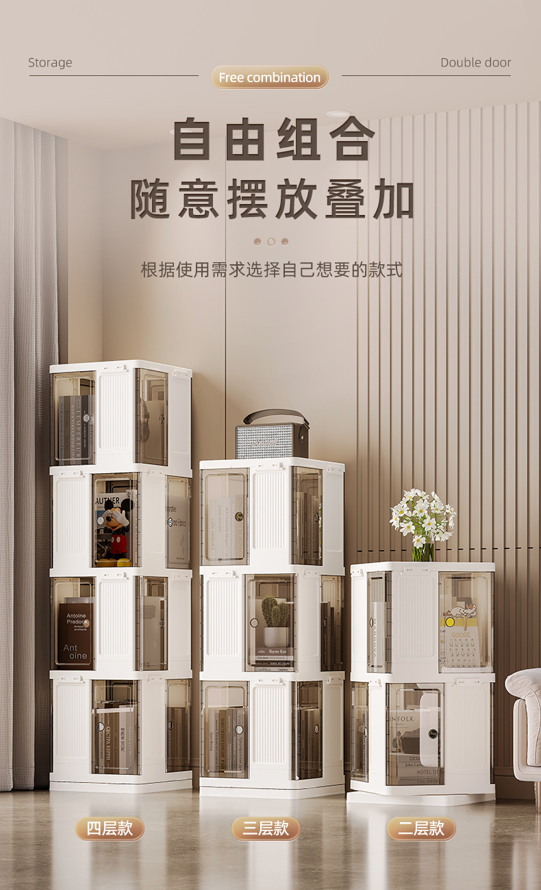 Rotating bookcase, simple multi-layer floor-standing snack storage rack, home storage cabinet, bookcase, no need to install storage racks pic 3