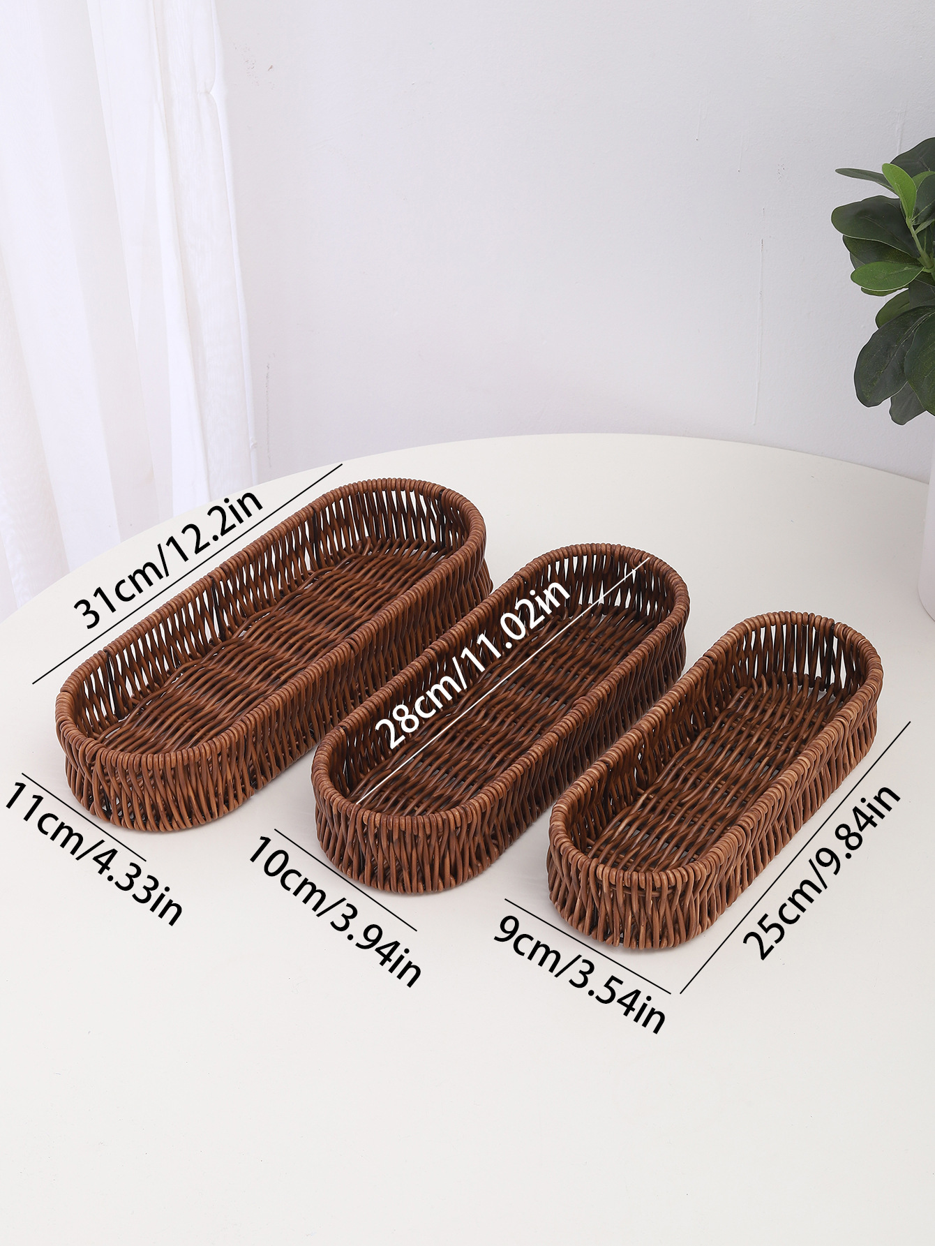 简约藤编刀叉勺收纳篮椭圆形方形家用收纳篮详情6