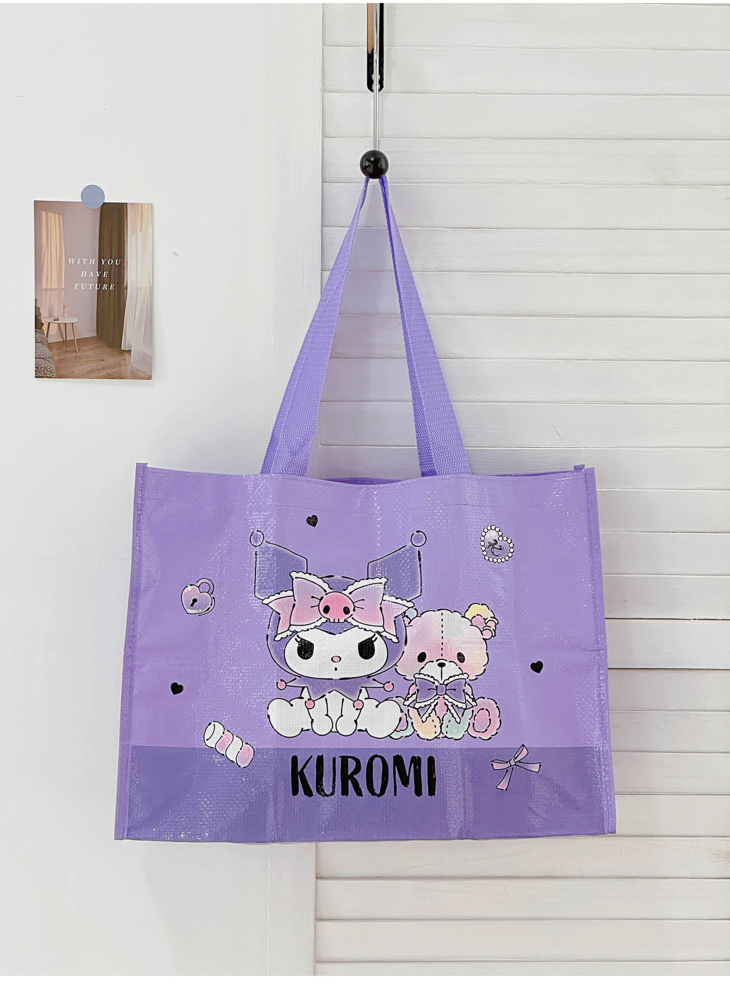 Sanrio genuine Hello Kitty kt woven shopping bag, large capacity storage bag, bento bag, portable hand-held crossbody bag pic 10
