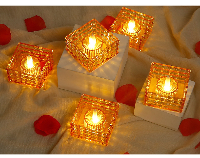 新款方形LED亚克力水晶蜡烛灯圣诞电子蜡烛氛围灯小夜灯桌面摆件详情10