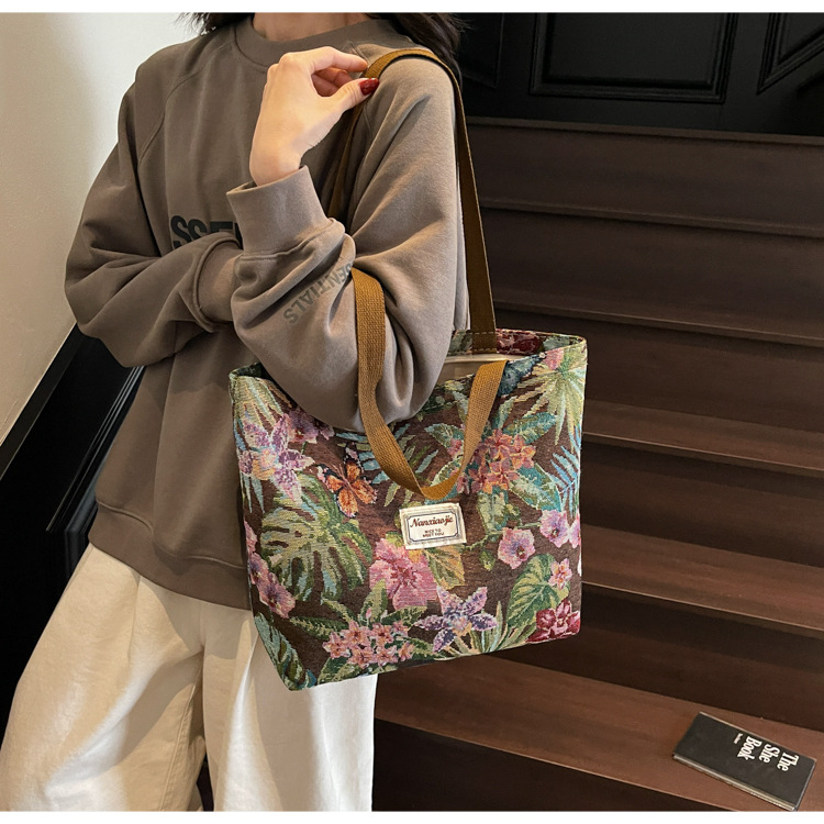 大容量国潮风帆布包包女2025新款通勤托特包女ins大学生上课单肩包详情19