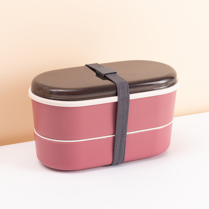 Japanese-style creative double-layer lunch box, primary school student bento box, office worker can heat in a microwave oven, fat-reducing lunch box with compartments pic 6
